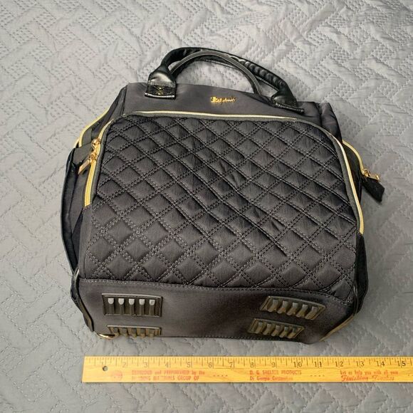 Black Quilted Diaper Bag with Teddy Bear - Picture 10 of 11